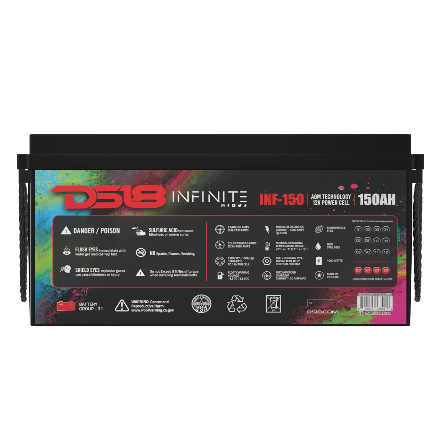 INFINITE 150 AH AGM Power Cell Battery