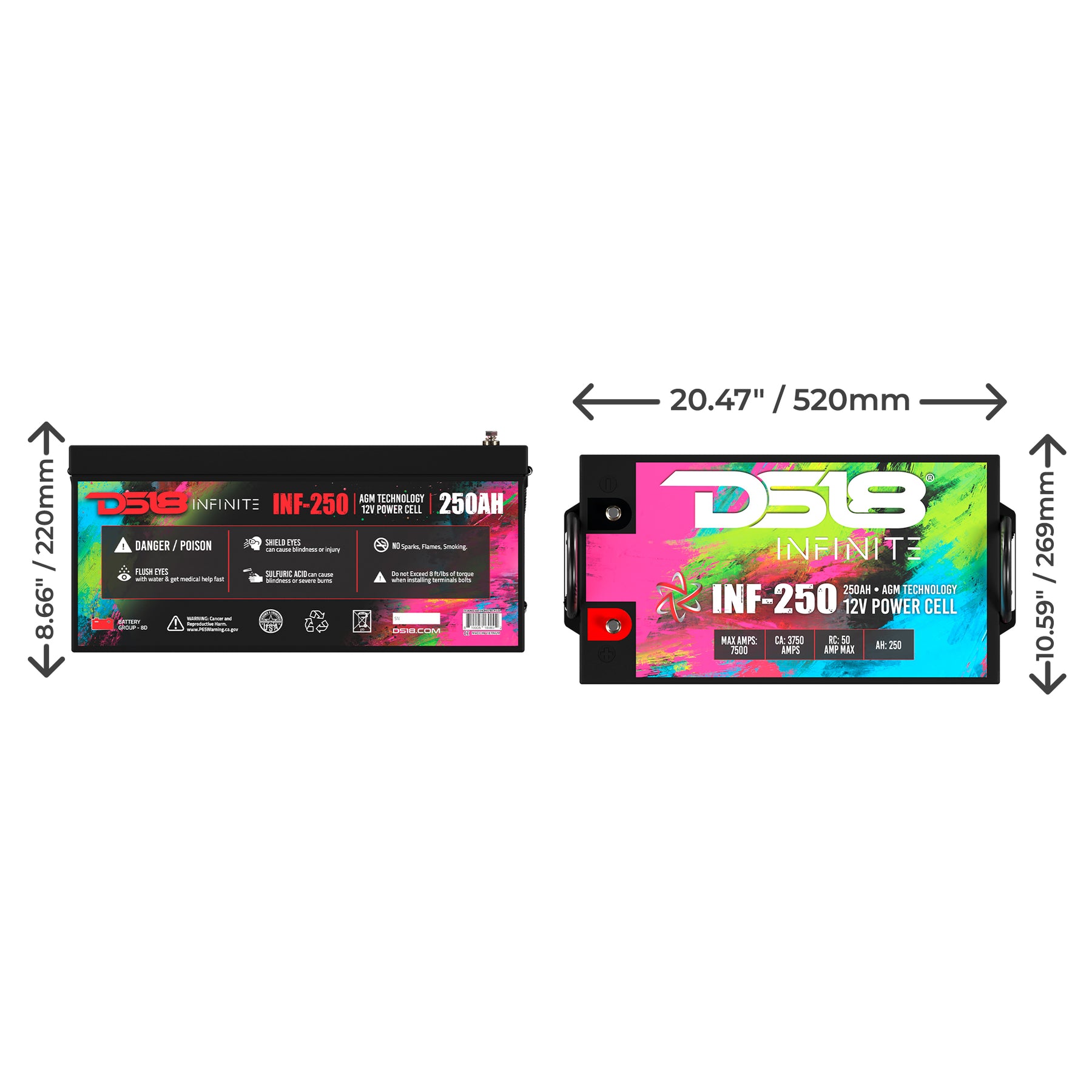 DS18 INF-55AH INFINITE 55AH AGM Power Cell – 1750W 12V Car Audio Battery