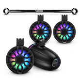 Mounting Tube with 4x 8" Marine Tower Speakers & Digital LED Lights for Jeep Wrangler JKU 4-Door (2007–2018)
