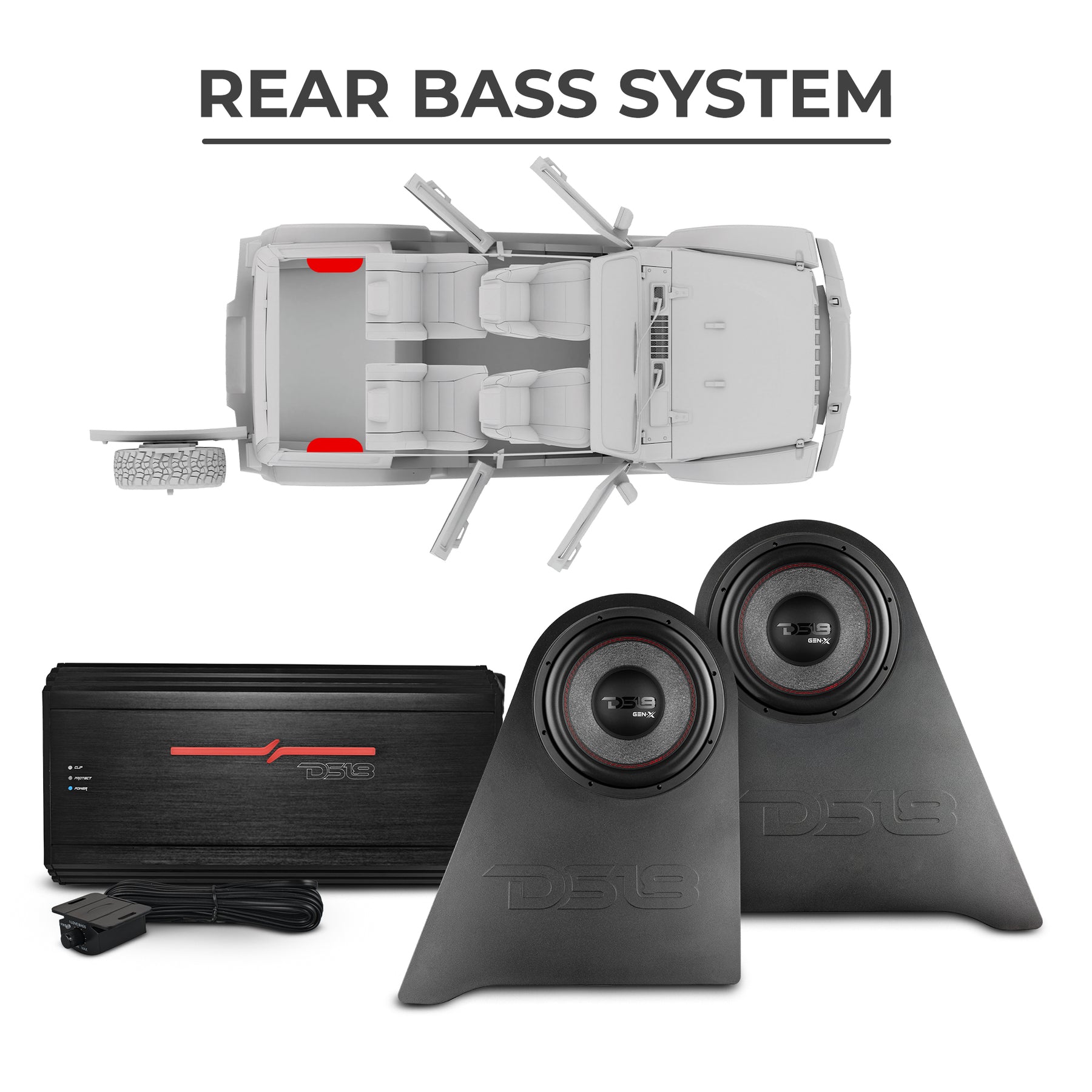 Jeep JKU 2007-2018 Ultimate Package – Loaded Sound Bar, Door Panels, Rear Wheel Subwoofers & Amplifiers