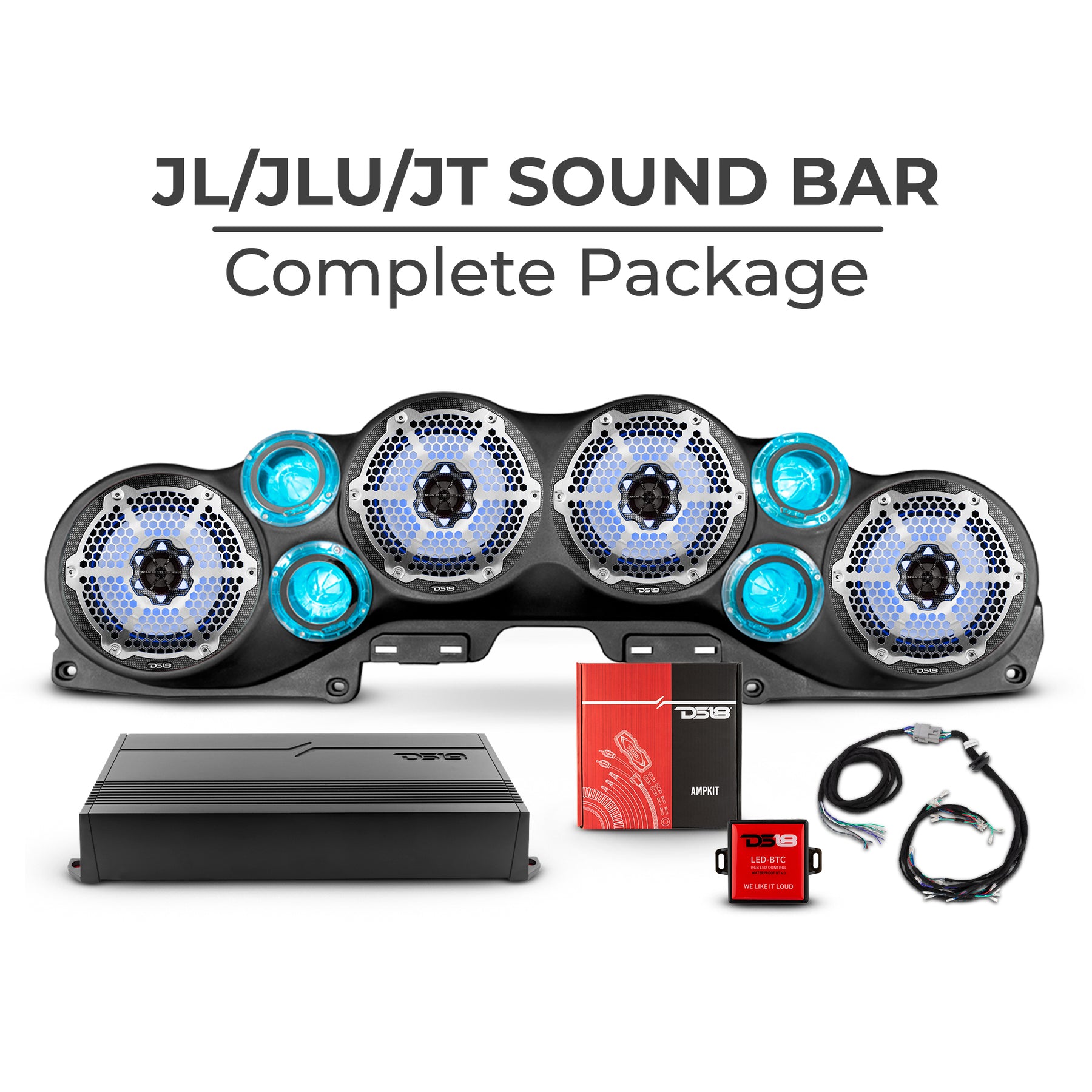 DS18 Jeep JL / JT (Gladiator) Complete Sound Bar Package with Marine Speakers