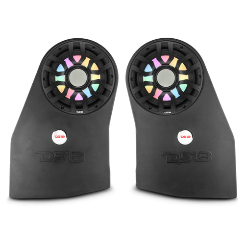Jeep JL/JLU (2018 - 2023) Cajas selladas izquierda y derecha para pasarruedas con dos subwoofers de 10” y luces LED digitales