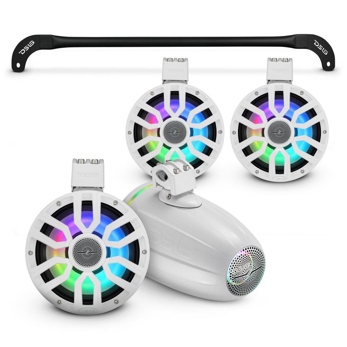 Jeep Wrangler JLU 4-Door Soft Tops and Hard Tops (2018–2024) - Mounting Tube with 4x 8" Marine Tower Speakers
