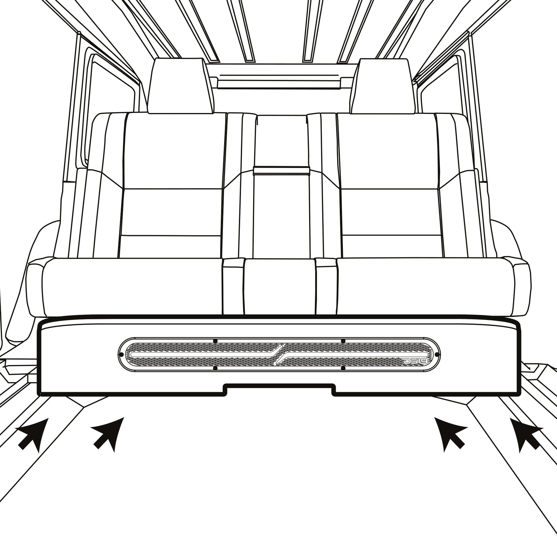 Jeep JT Gladiator Loaded Under Rear Seat Subwoofer Enclosure with 4 X 8" ZR8.2D, Leather Wrapped and Digital LED Lights | 1800 Watts RMS @ 1-Ohm