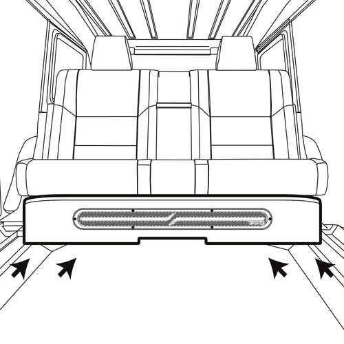 Caja acústica para subwoofer Jeep JT Gladiator bajo el asiento trasero con 4 altavoces de 8