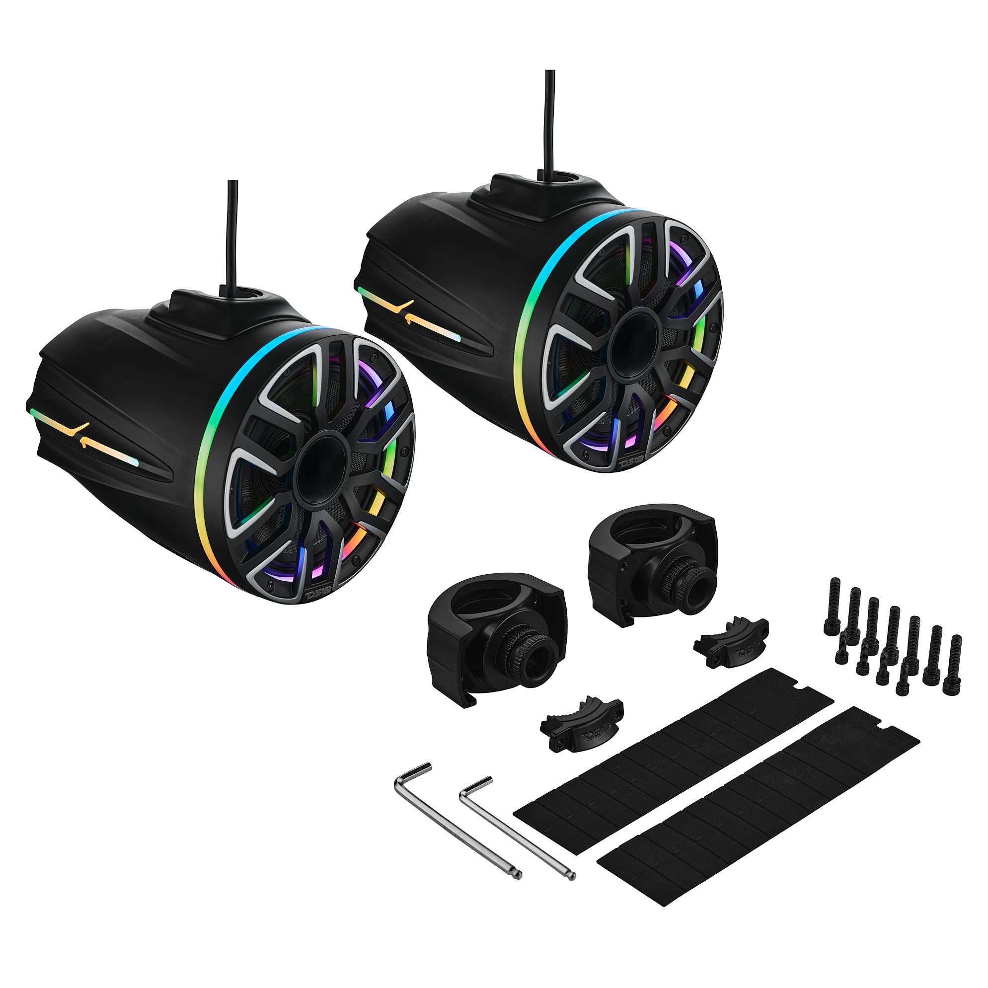 8” Marine Tower Speaker With Neodymium Magnet, Kevlar Cone, Compression Driver & Digital LED Lights | 200W RMS 4-Ohm