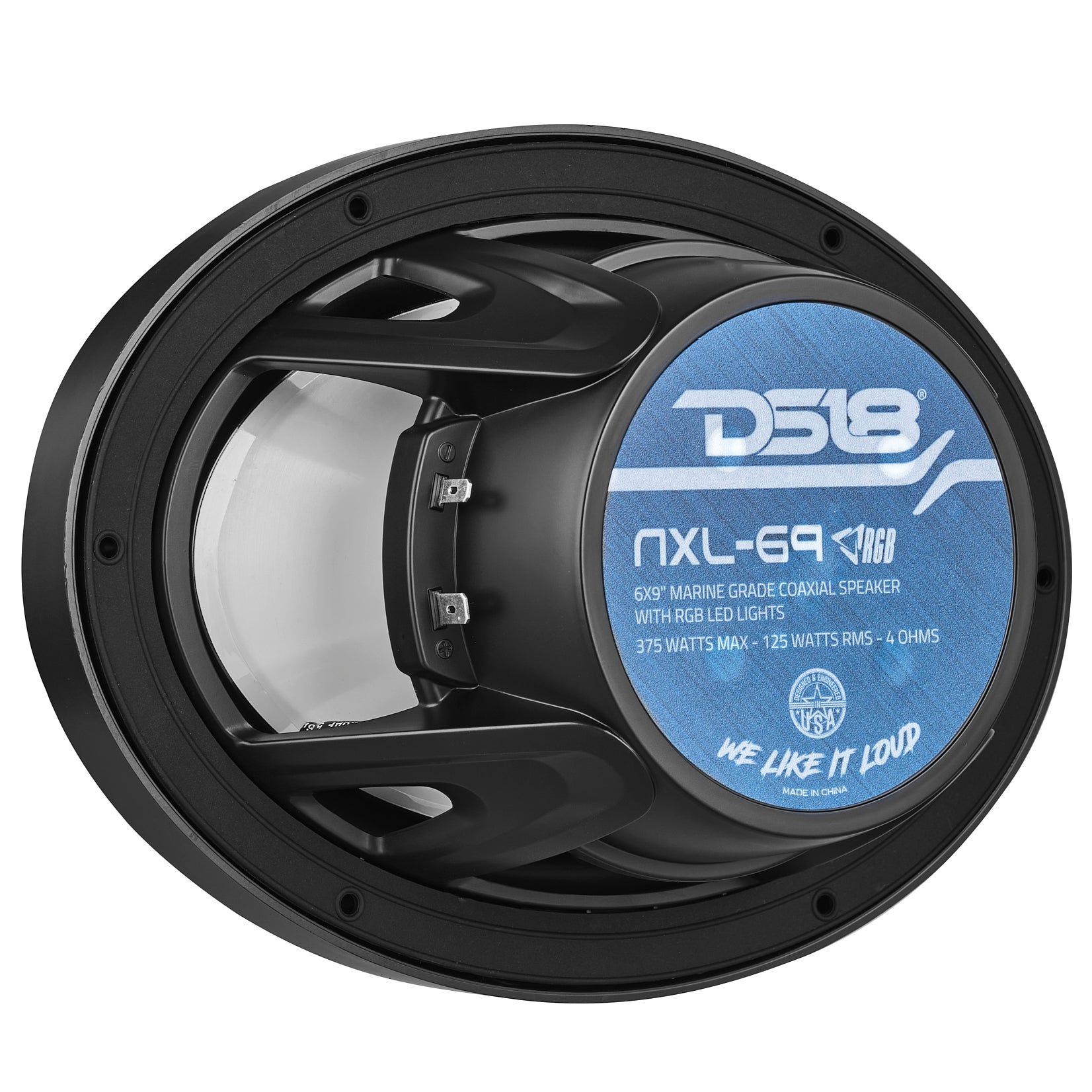 NXL 6x9" 2-Way Coaxial Marine Speaker With LED RGB Lights 125 Watts Rms 4-Ohm -Black