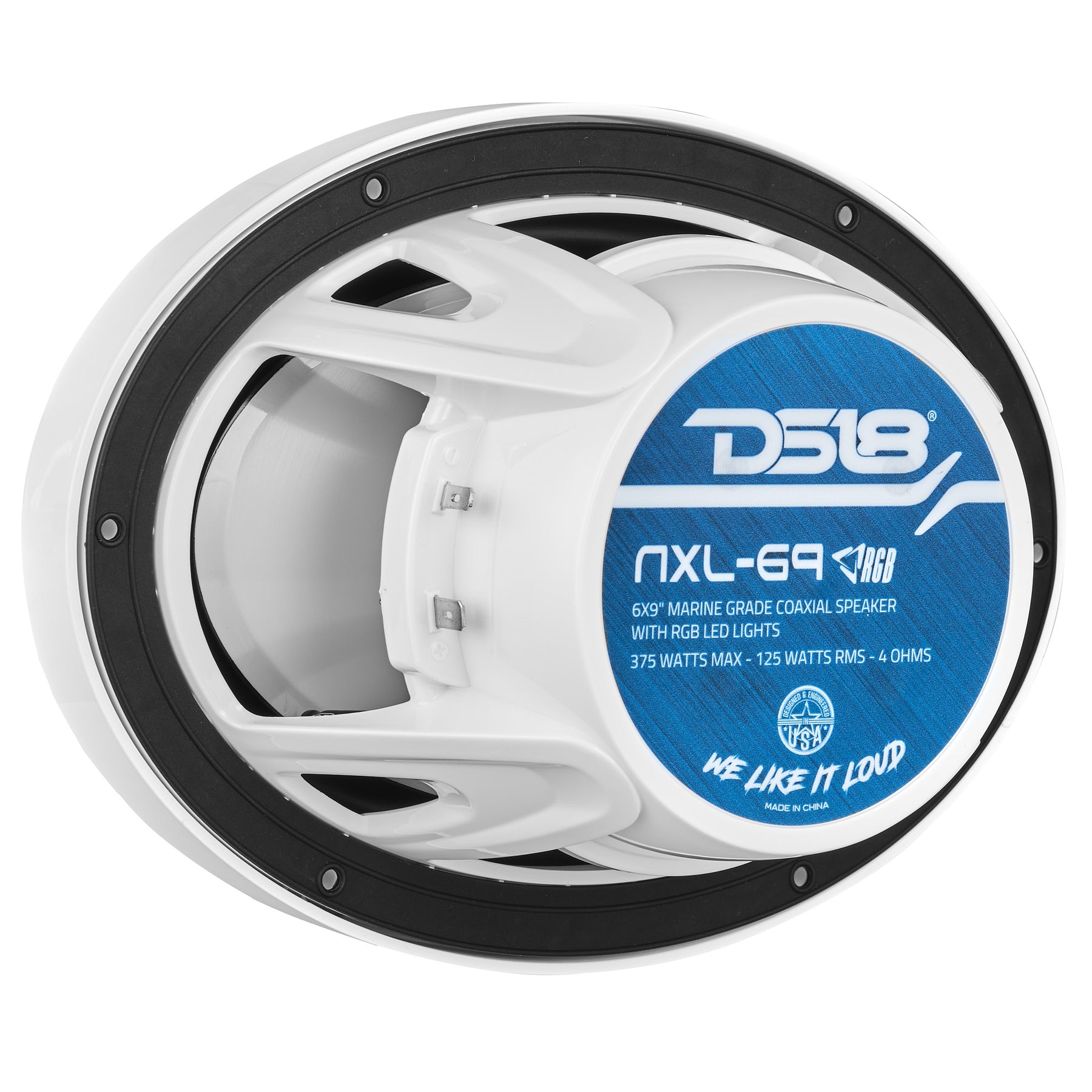 NXL 6x9" 2-Way Coaxial Marine Speaker With LED RGB Lights 125 Watts Rms 4-Ohm -White