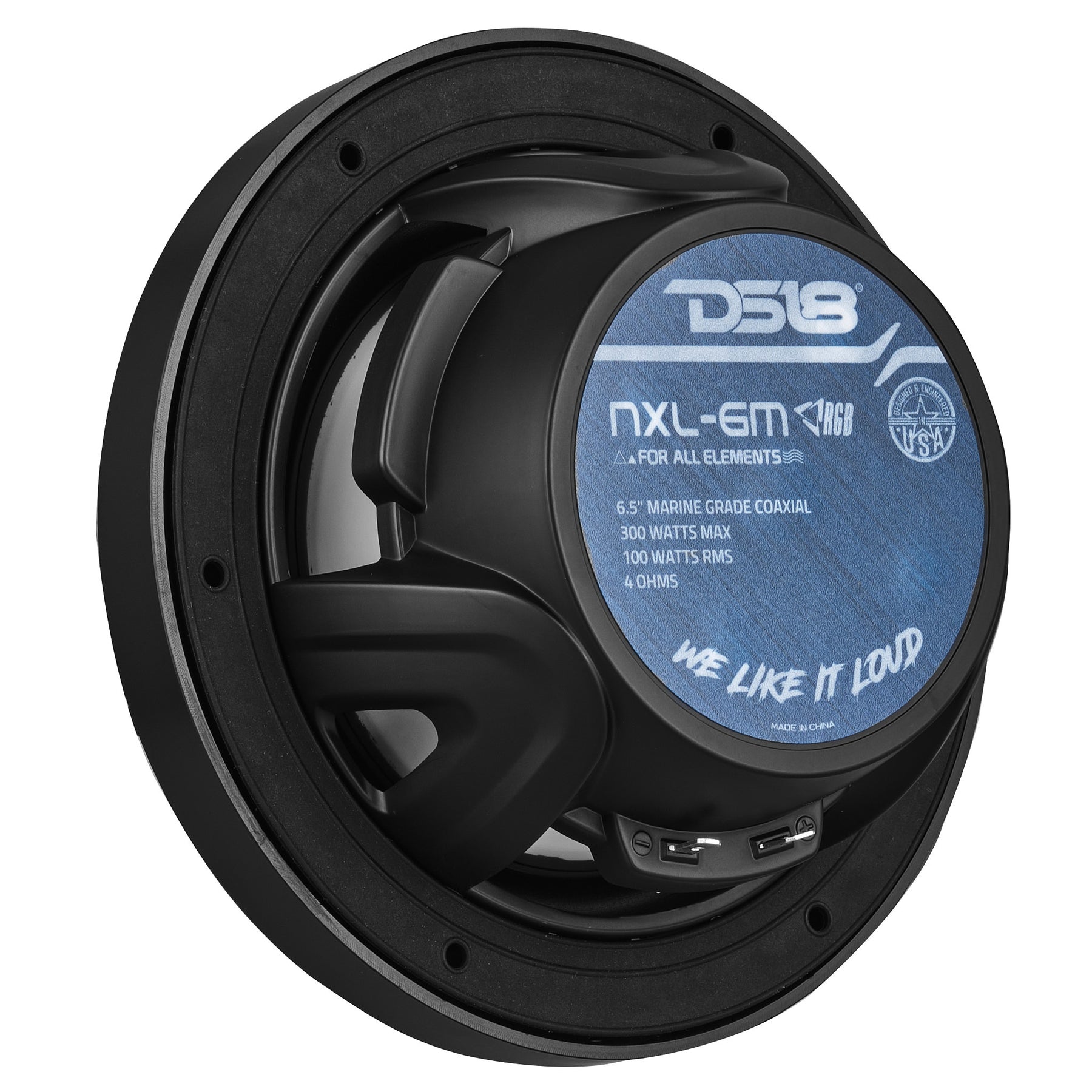 NXL 6.5" 2-Way Coaxial Marine Speaker With LED RGB Lights 100 Watts Rms 4-Ohm -Black