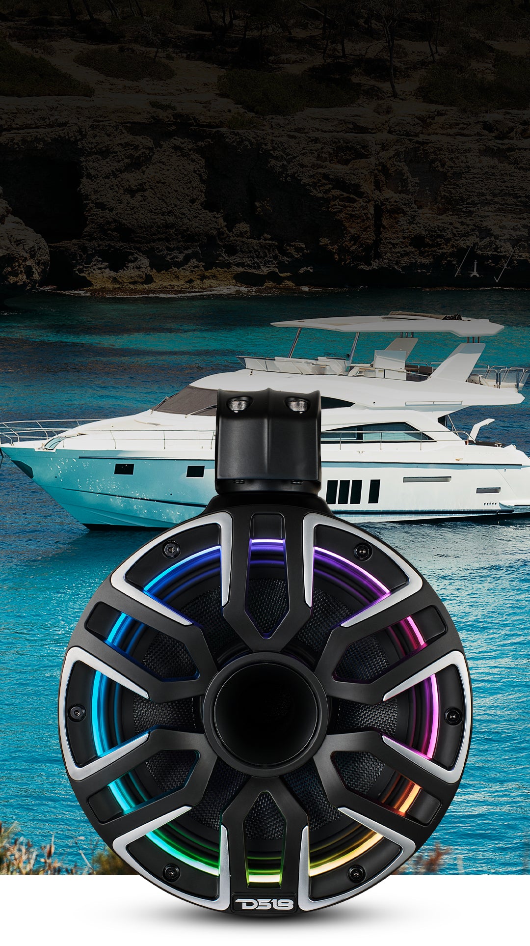 8” Marine Tower Speaker With Neodymium Magnet, Kevlar Cone, Compressio