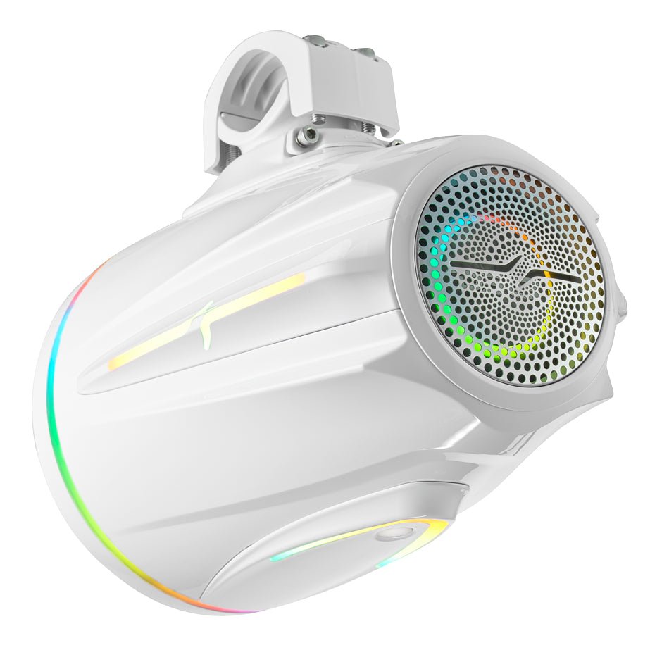 8” Marine Tower Speaker With Neodymium Magnet, Kevlar Cone, Compression Driver & Digital LED Lights | 200W RMS 4-Ohm
