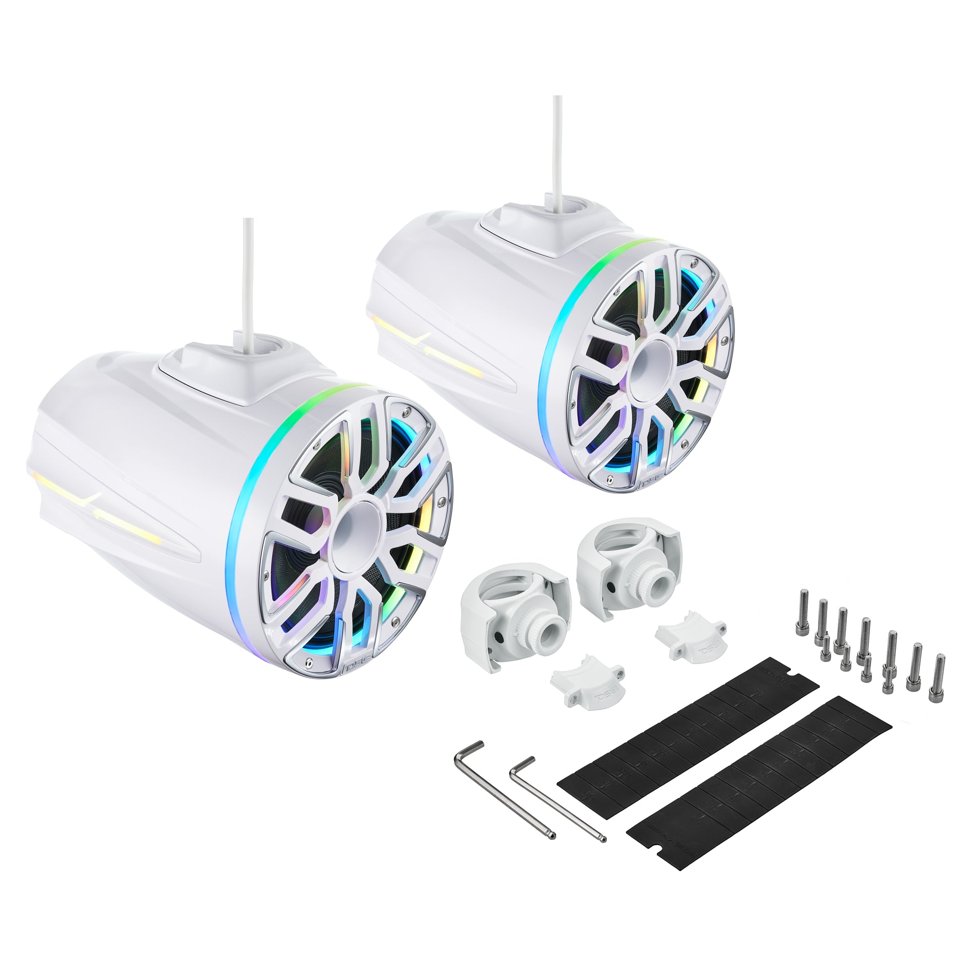 8” Marine Tower Speaker With Neodymium Magnet, Kevlar Cone, Compression Driver & Digital LED Lights | 200W RMS 4-Ohm