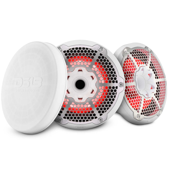 Altavoz híbrido marino de 2 vías de 10 pulgadas con LED RGB, controlador de compresión e imán de neodimio | 450 W RMS 4 ohmios