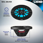 NXL 6x9" 2-Way Coaxial Marine Speaker With LED RGB Lights 125 Watts Rms 4-Ohm -Black