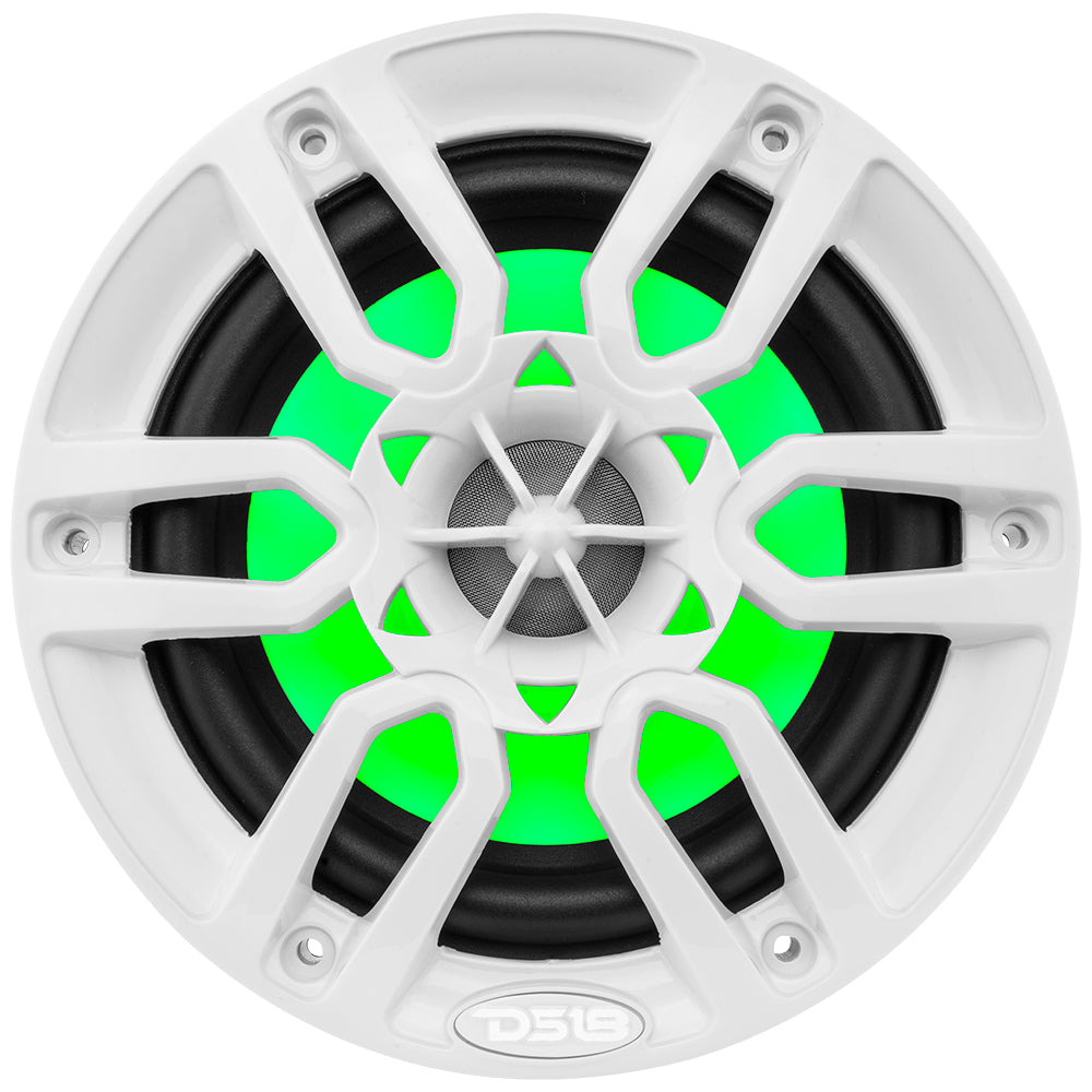 DS18 NXL-6M/WH HYDRO 6.5 2-Way Marine Speakers with Integrated RGB LED  Lights 300 Watts White - EAI - Pascagoula