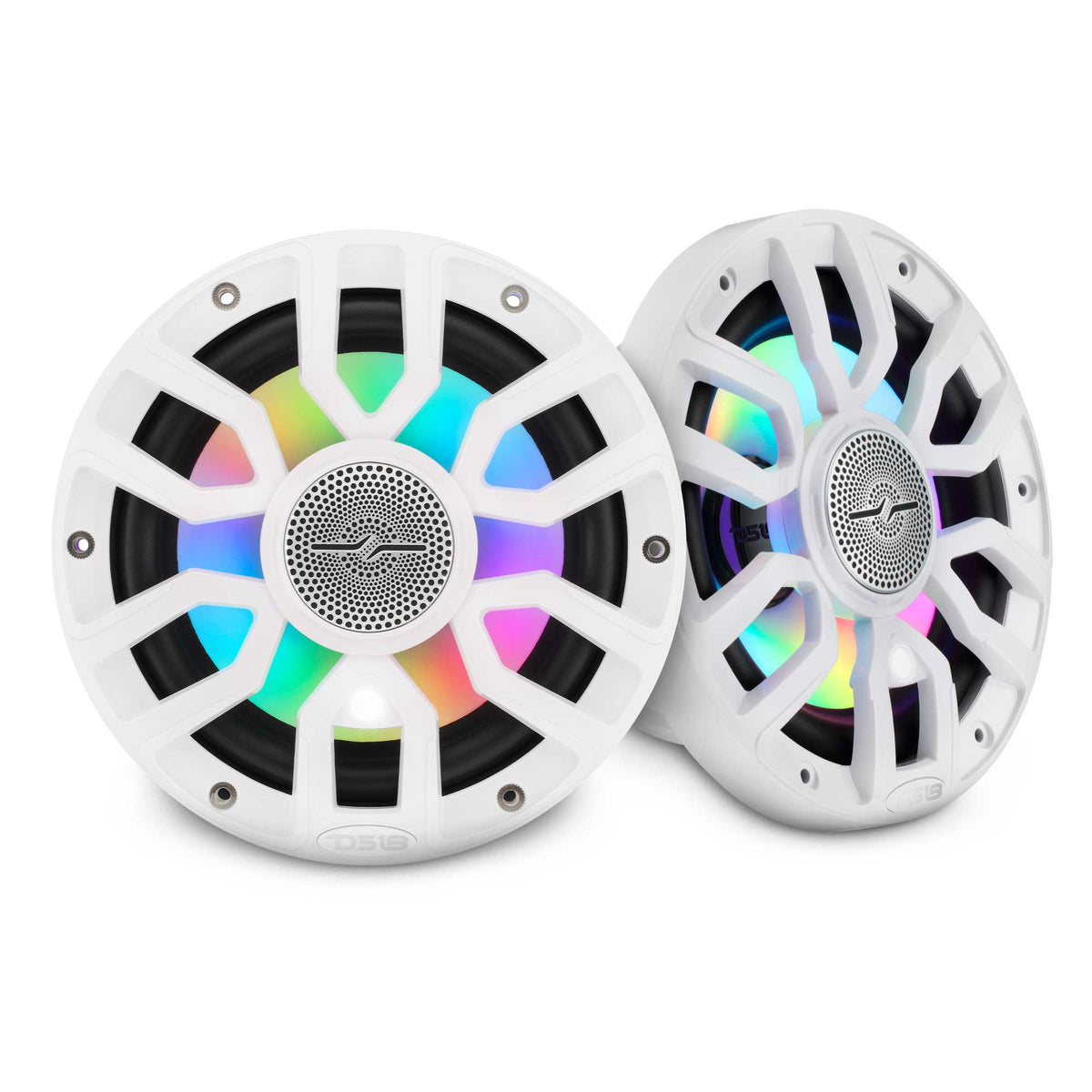 NXL 7.7” 2-Way Coaxial Marine Speaker with Bullet Tweeter, Digital LED Lights & White Deck LED | 175W RMS 4-Ohm