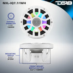 NXL 7.7” 2-Way Coaxial Marine Speaker with Bullet Tweeter, Digital LED Lights & White Deck LED | 175W RMS 4-Ohm