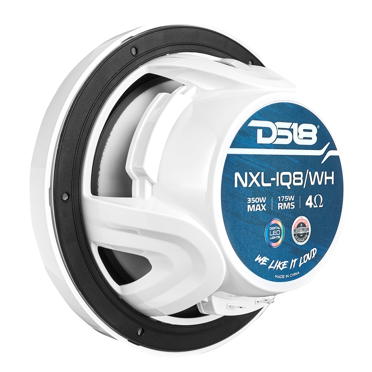 NXL 8" 2-Way Coaxial Marine Speaker With Digital Led Lights And Bullet Tweeter 175 Watts 4-Ohm