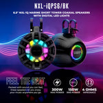 Altavoces coaxiales marinos de torre corta NXL-iQ de 6.5" con luces LED digitales, 150 W RMS, 300 W máx., 4 ohmios