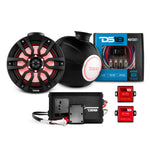 8" Compact Speaker Tower with Marine Amplifier, Installation Kit, and RGB LED Lights - Perfect Package for Jet Ski