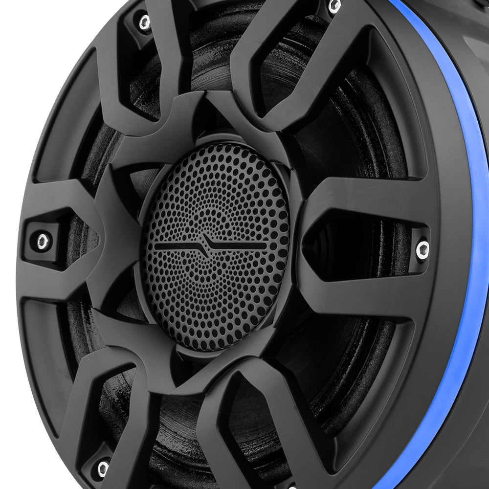 NXL 8" Compact Wakeboard Tower Speakers with Hybrid Mid-Range, Compression Driver Loudspeaker, RGB LED Lights, 500 Watts, Speaker Cover Included