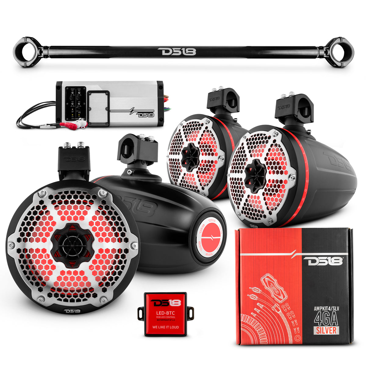 DS18 Ultimate Sound Package for Jeep JK/JKU w/Tower Speakers RGB