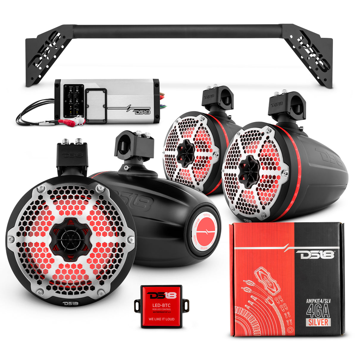 DS18 Ultimate Sound Package for Jeep Wrangler JLU Tube w/Marine