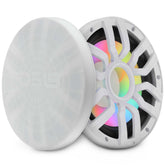 Subwoofer marino de 12" con motor de imán híbrido, rejilla extraíble y luces LED digitales - 600W RMS 4 ohmios