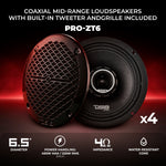Pro Audio Speaker Bundle: 6.5" Midrange Coaxial Speakers with OEM Speaker Adapters, Amplifier, and Wiring Kit