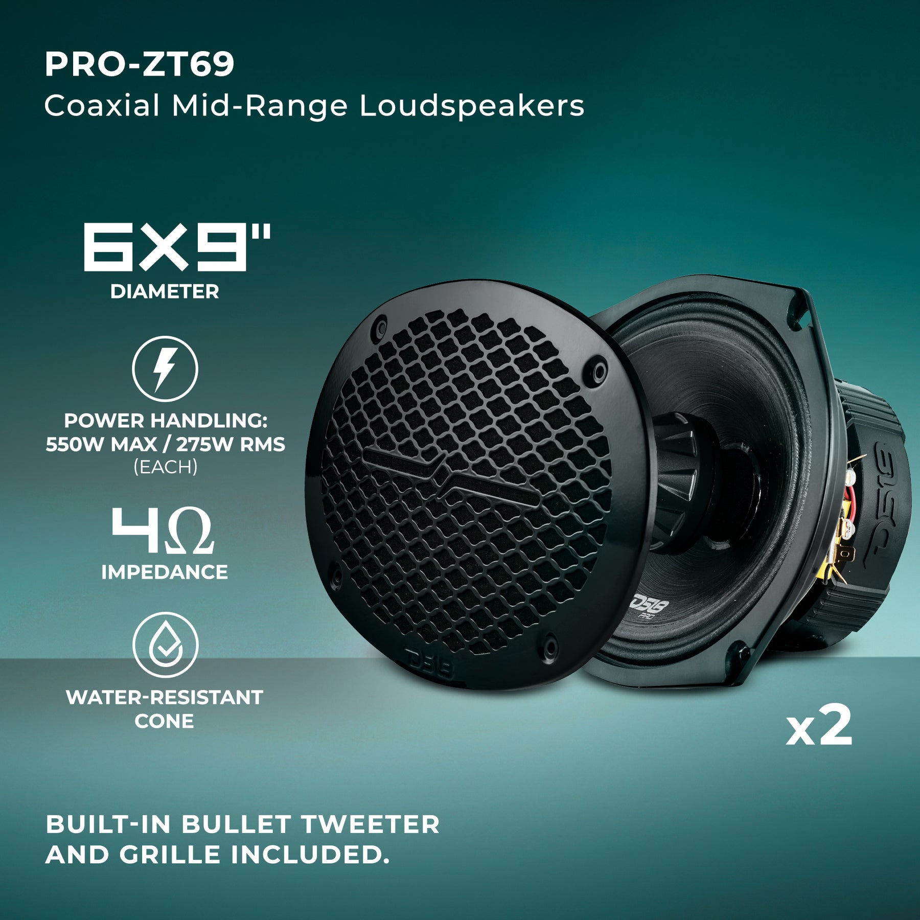 Pro Audio Hybrid Speaker Bundle: 6.5" & 6x9" Midrange Speakers with Built-In Compression Tweeters
