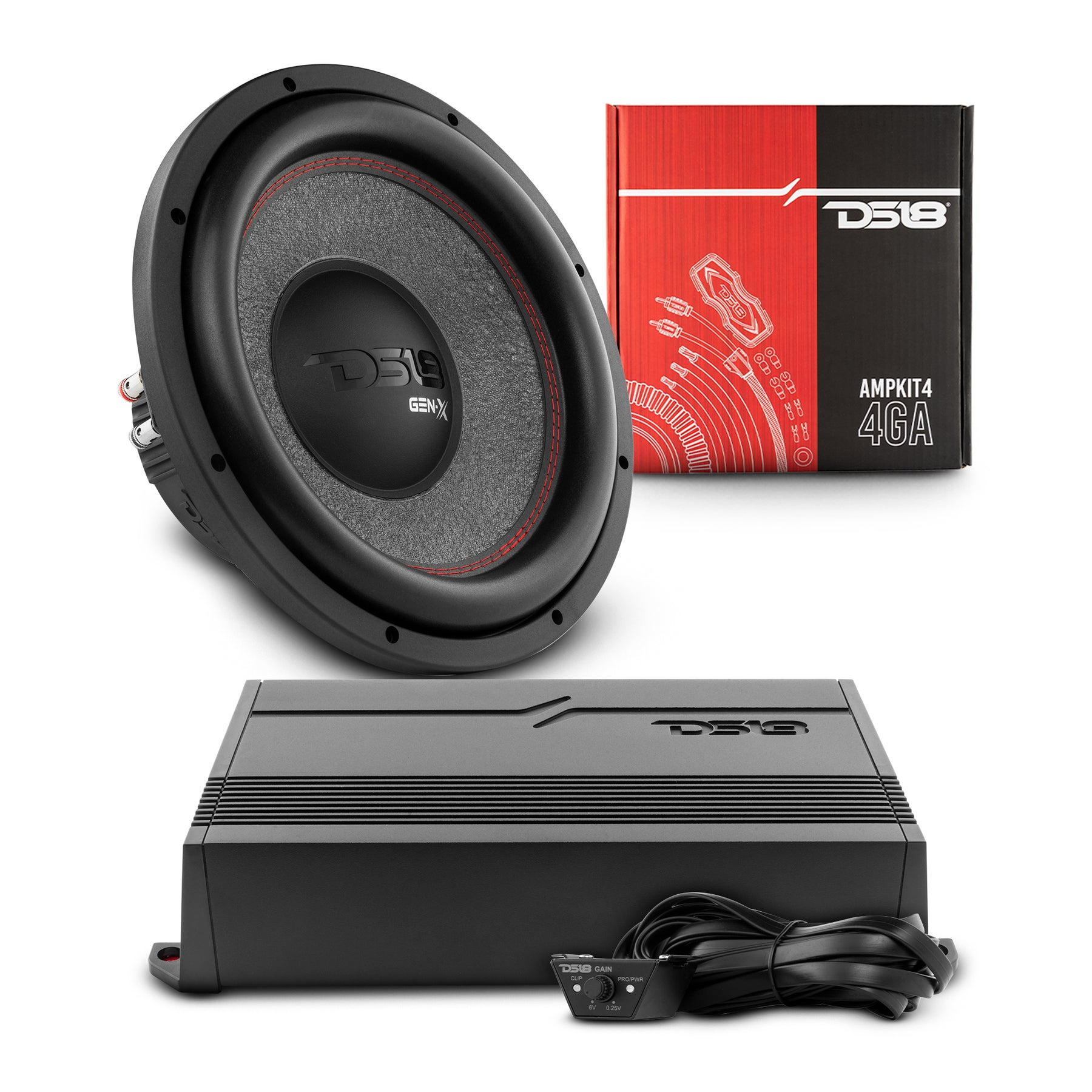 DS18 PKG-SUB1 Car Audio Bass Package 12โ Subwoofer Class D