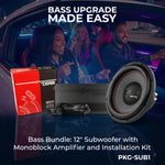 Bass Bundle: 12" Subwoofer with Monoblock Amplifier and Installation Kit