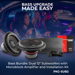 Bass Bundle: Dual 12" Subwoofers with Monoblock Amplifier and Installation Kit