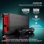 Car Audio + Bass Bundle: 6.5" Coaxial Speakers and 12" Subwoofer with Amplifier and Installation Kit