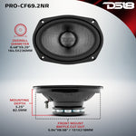 PRO 6x9" Neodymium Carbon Fiber Water resistant Cone Mid-Bass Loudspeaker 300 Watts Rms 2-Ohm