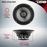 PRO 8" Neodymium Carbon Fiber Water resistant Cone Mid-Bass Loudspeaker 300 Watts Rms 2-Ohm