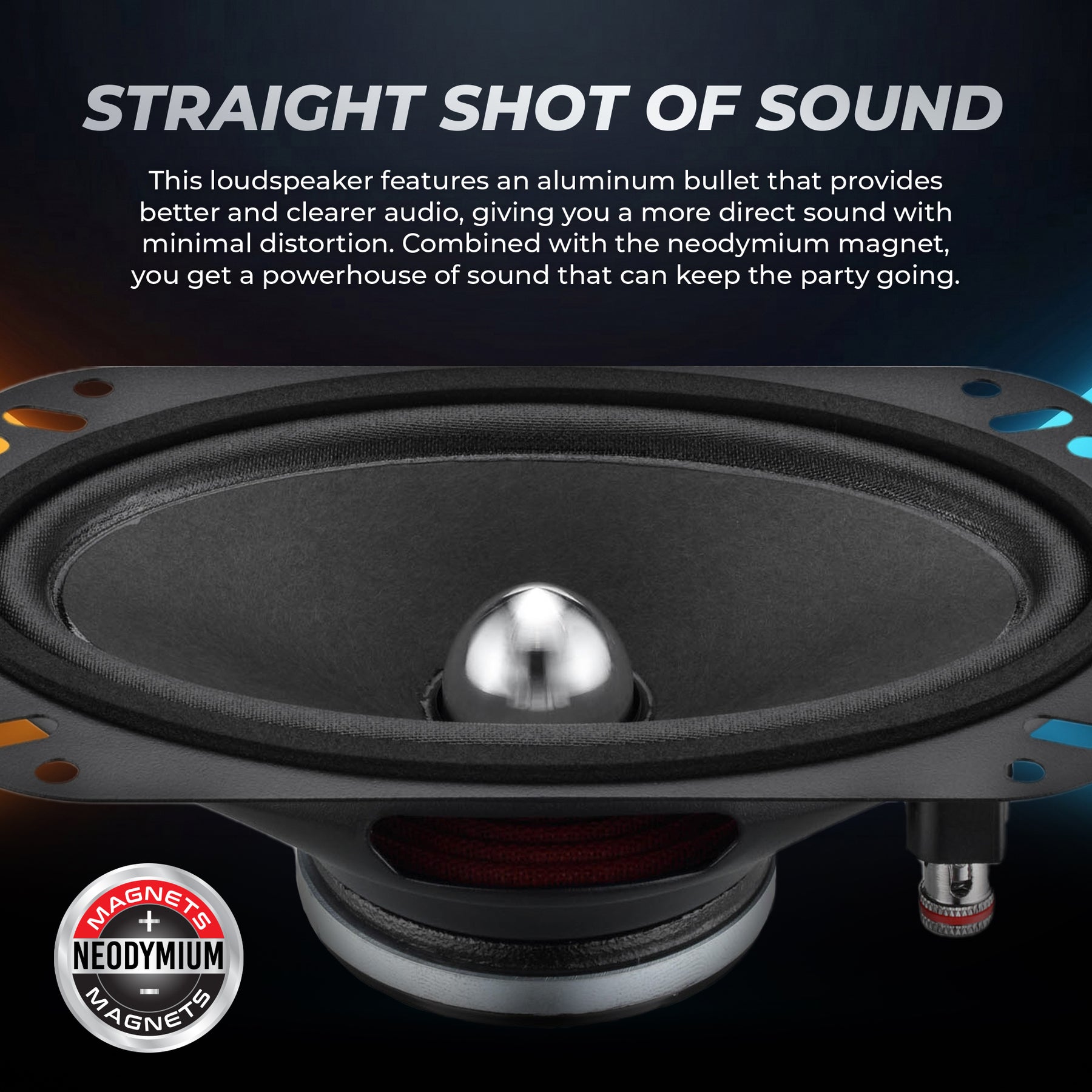 PRO 4x6" Neodymium Full-Range Bullet Loudspeaker 150 Watts Rms 4-Ohm