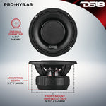 PRO 6.5" Coaxial Hybrid Mid-Range Water resistant Cone Loudspeaker with Built-in Driver 225 Watts Rms 4-Ohm