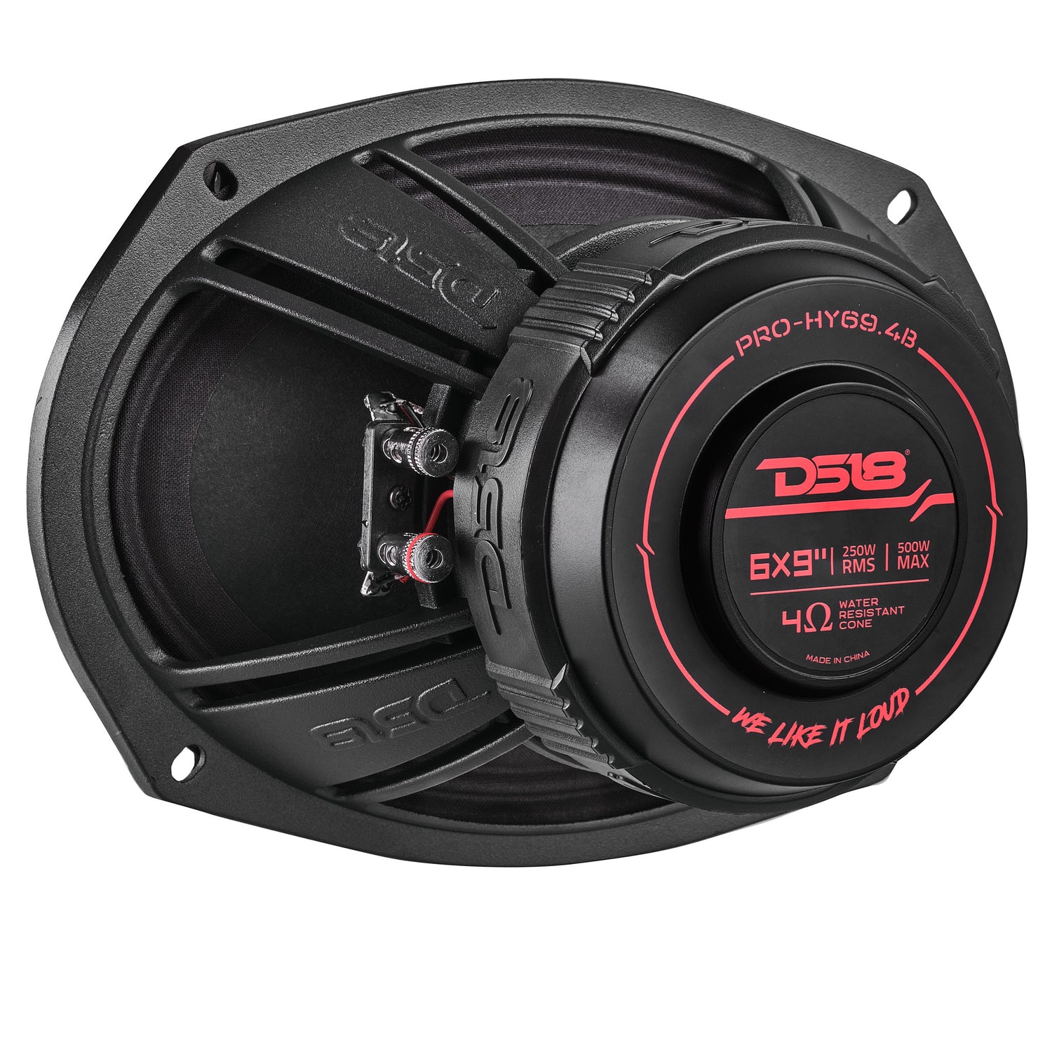 AcousticX Pro 6x9 speaker on a café counter