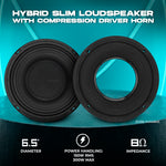 Altavoz híbrido coaxial de rango medio PRO de 6,5" con driver incorporado, 150 vatios RMS, 8 ohmios