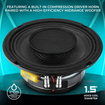 Altavoz híbrido coaxial de rango medio PRO de 6,5" con driver incorporado, 150 vatios RMS, 8 ohmios