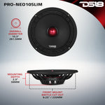 PRO 10" Slim Neodymium Mid-Range Loudspeaker with Bullet | 250W RMS 4-Ohm