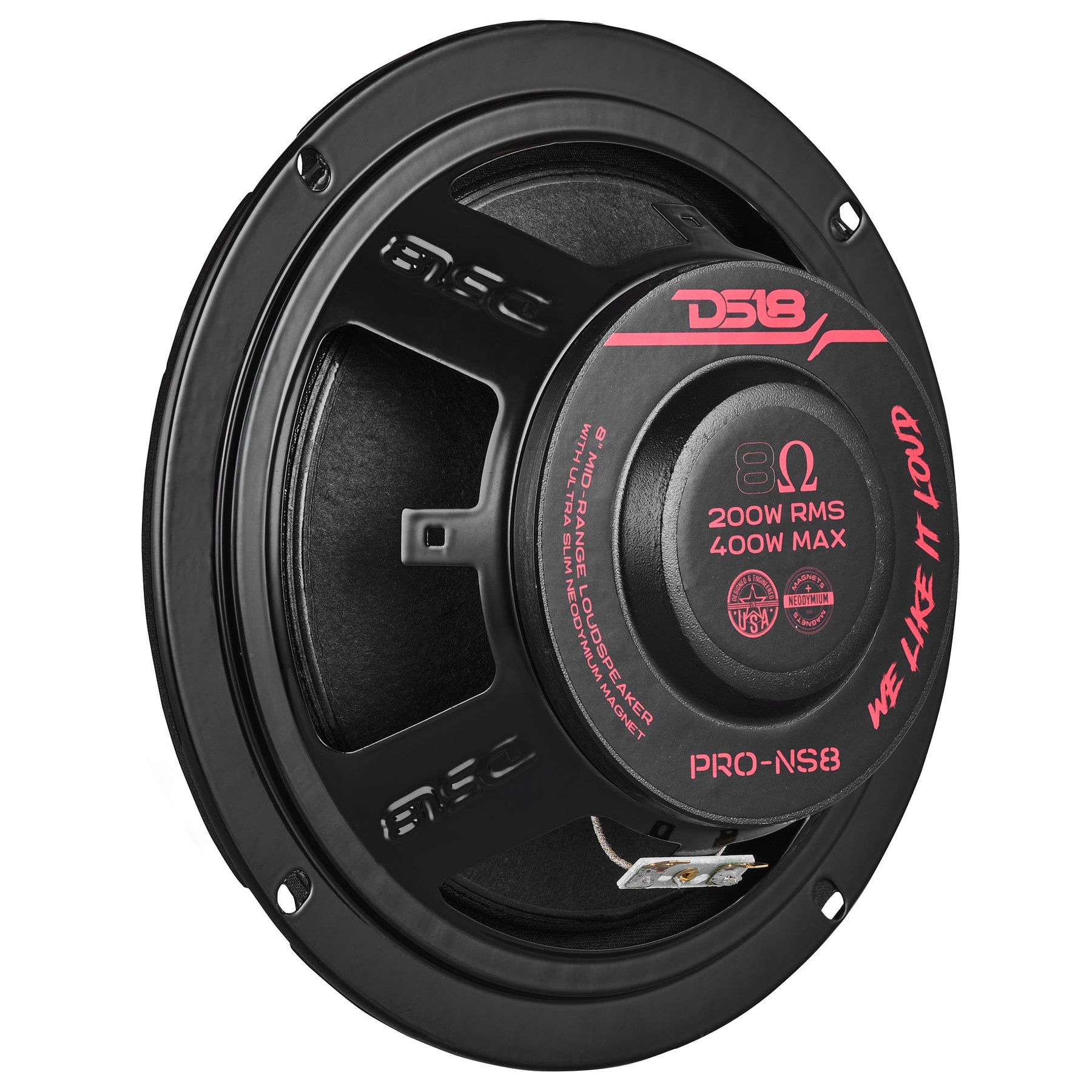 PRO 8" Shallow Neodymium Full-Range Loudspeaker 200 Watts Rms 8-Ohm