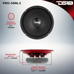 PRO 6.5" Shallow Water resistant Mid-Range Loudspeaker 200 Watts Rms 2-Ohm