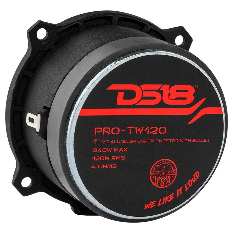 Tweeter DS18 PRO-TWX2 Super Bullet Da 2,5 Cm – 240W Di Potenza, Alluminio, 103.5 DB, Per Auto E Impianti Pro Audio