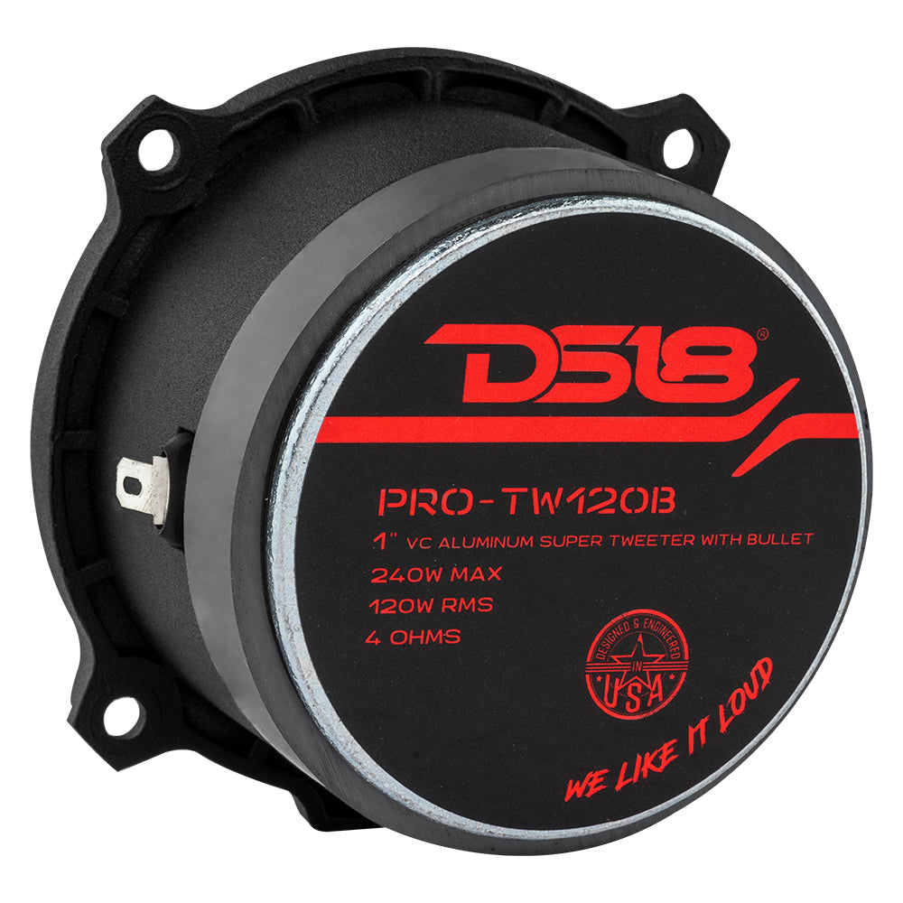 DS18 PRO-TW120 & PRO-TW120B – 3” PRO Aluminum Super Bullet Tweeter – 240 Watts with Built in Crossover (Pair)