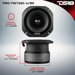 4” Super Bullet Tweeter with 1.5” Titanium Voice Coil and Oversized Ferrite Magnet 200 Watts 4-Ohm