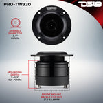 Tweeter Super Bullet de neodimio de alta compresión de 2,7" y 160 vatios. Altavoz de fonografía de titanio de 1,4" y 4 ohmios.