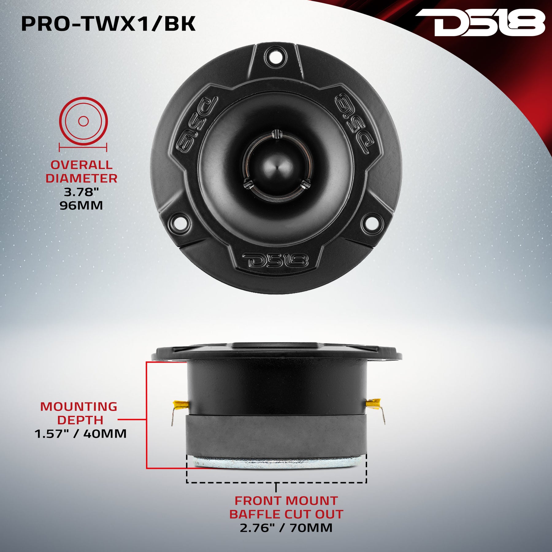 3.8" Super Bullet Tweeter 120 Watts 1" Aluminum 4-Ohm Vc