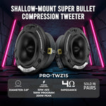 3.8" Shallow-Mount Super Bullet Compression Tweeter with 1" Aluminum Voice Coil | 100 Watts RMS 4-Ohm